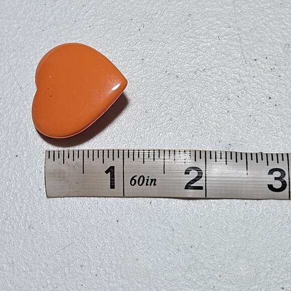 Retro Orange Heart Shaped Clip-On Earrings 80s 90s Fashion Jewelry Women - Picture 4 of 4